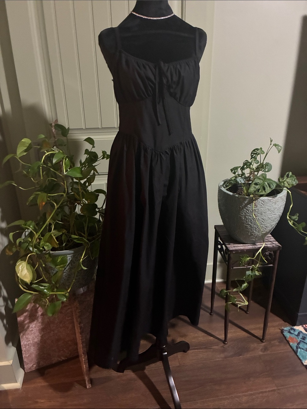 Black Sleeveless Maxi Dress with Tie Front